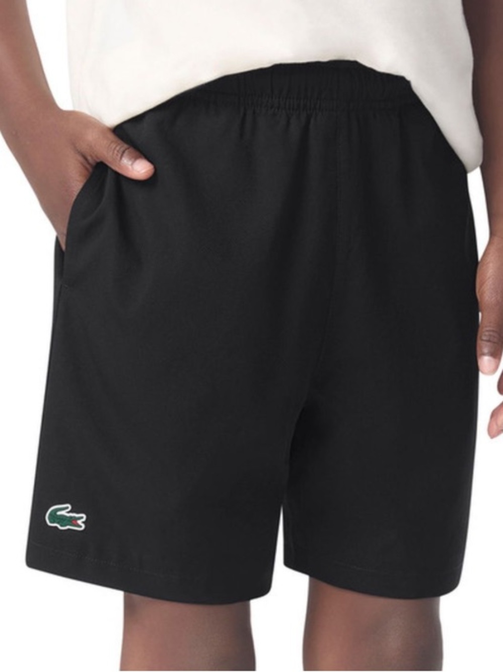 LACOSTE Boys' UltraDRY Classic Woven Black Shorts | 10